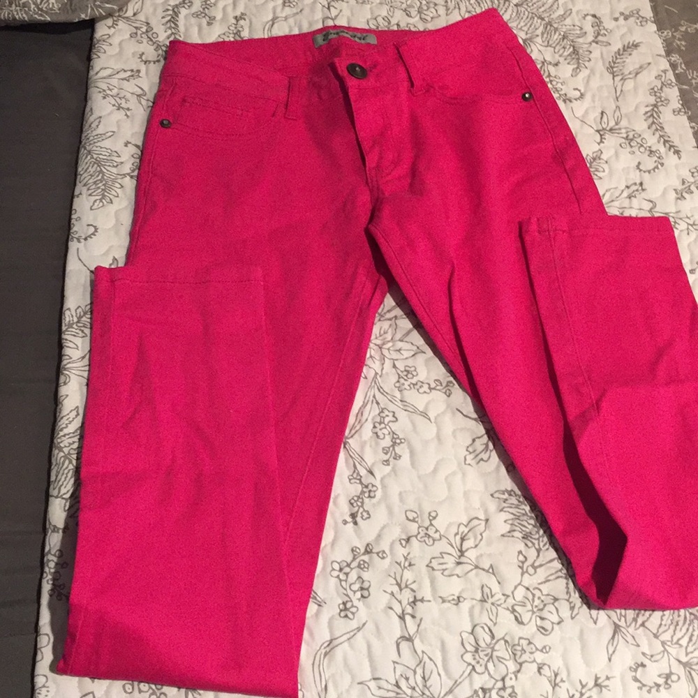 Hot pink skinny jeans